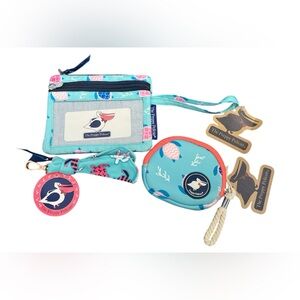 The preppy pelician 3 piece set all new with tags wristlet keychain coin bag